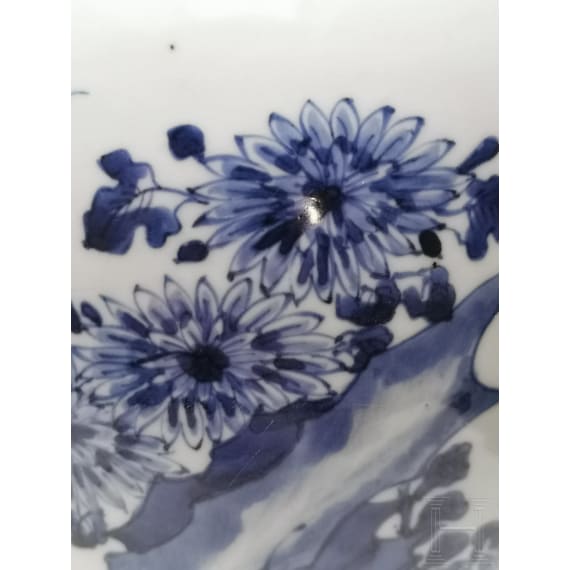 A Chinese blue and white jar with flowers, probably Kangxi period (early 18th century)