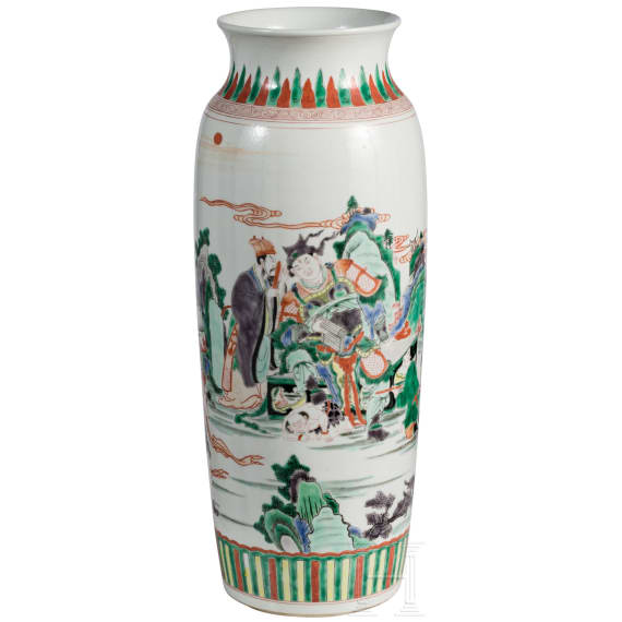 A large Chinese famille verte vase with figural scene, 19th/20th century