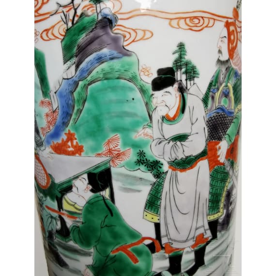 A large Chinese famille verte vase with figural scene, 19th/20th century
