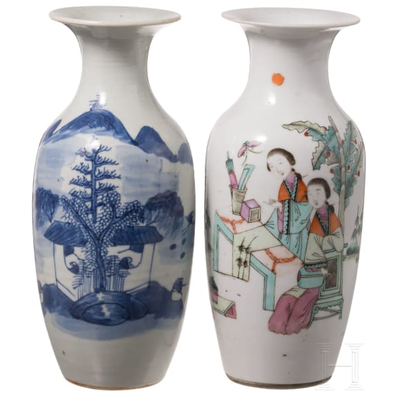 Eleven pieces of Chinese porcelain, famille rose, blue and white, 20th century