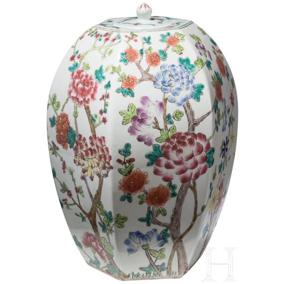 A large Chinese famille rose ginger jar, 20th century
