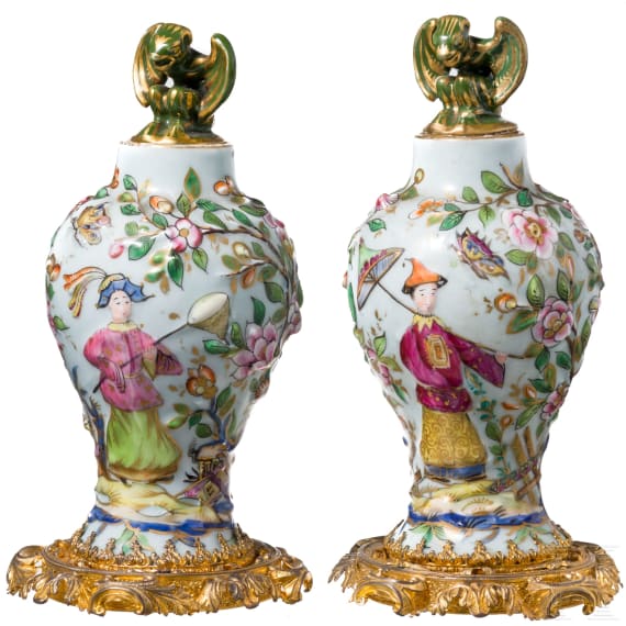 Two Fahua vases with gilded mountings for the Chinese market, 20th century