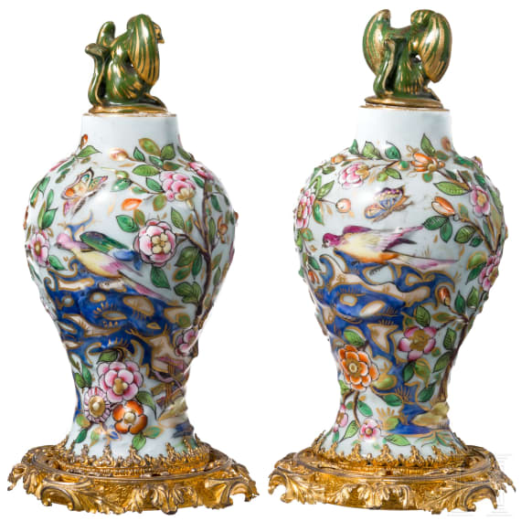 Two Fahua vases with gilded mountings for the Chinese market, 20th century