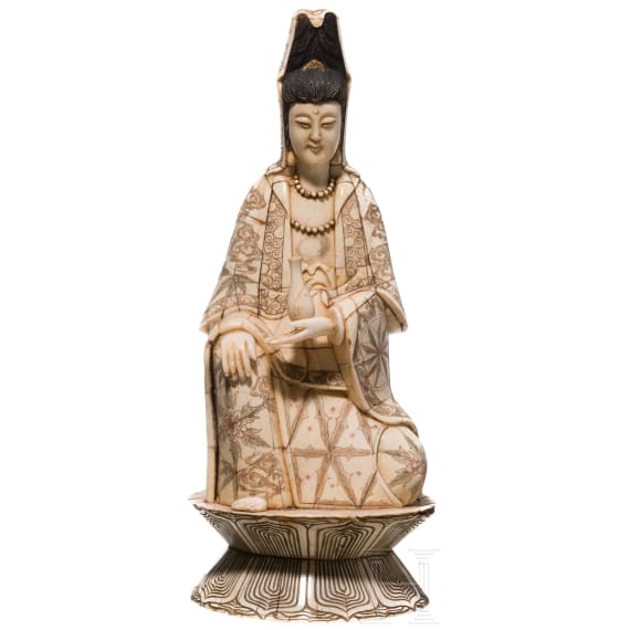 A Chinese figure of Guanyin made of bone, 20th century