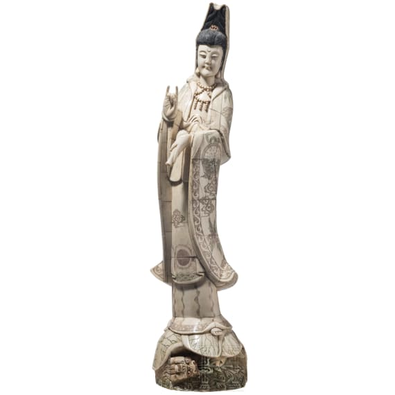 A large Chinese bone figure "Chilian Guanyin", 20th century