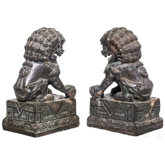 A pair of small Chinese temple lions, 20th century