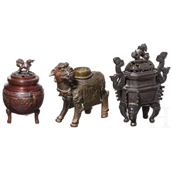 Three Chinese bronzes, 20th century