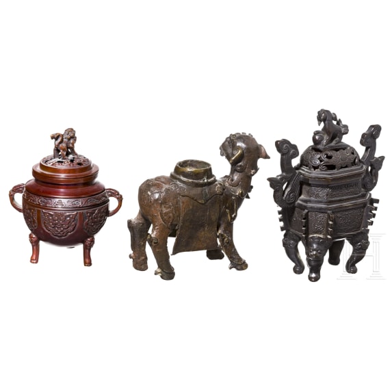 Three Chinese bronzes, 20th century