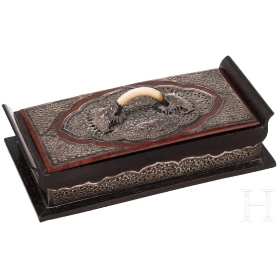 A silver-mounted Chinese jewellery box, 19th century