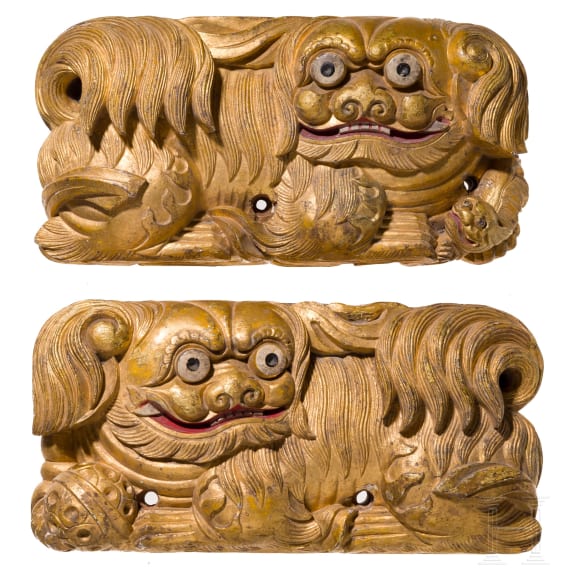 A pair of Chinese foo dogs, circa 1900