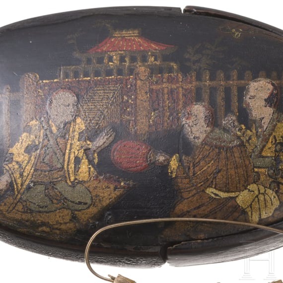 A Chinese spectacle case with lacquer painting, Qing Dynasty, circa 1880