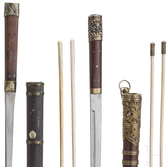 Two Chinese cutlery sets, circa 1900
