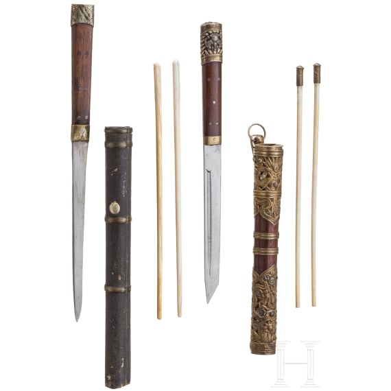 Two Chinese cutlery sets, circa 1900