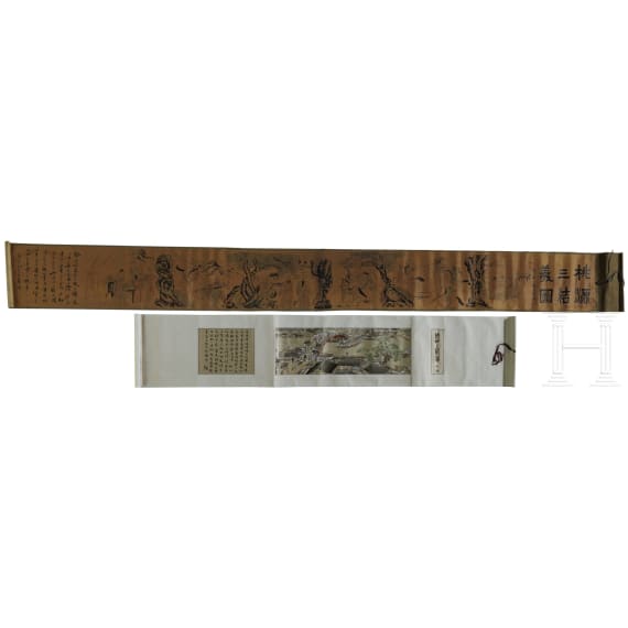 A pair of Chinese scroll paintings, 19th/20th century
