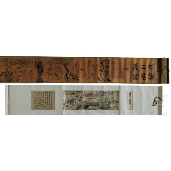 A pair of Chinese scroll paintings, 19th/20th century