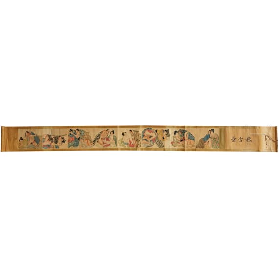 A Chinese shunga scroll, late 20th century