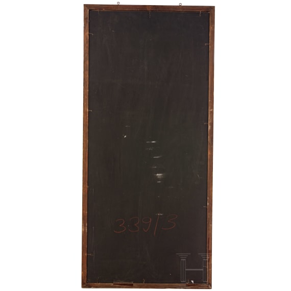A big Japanese screen panel with samurai in a boat, Edo period (18th/19th century)