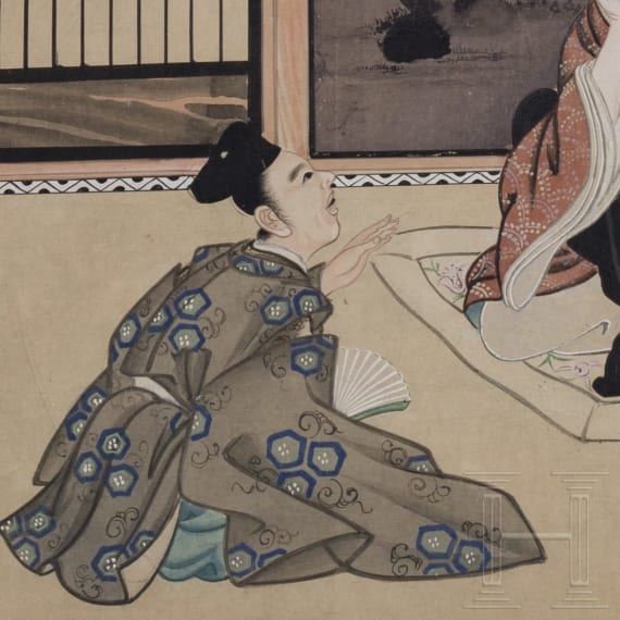 Three Japanese genre paintings, 19th century