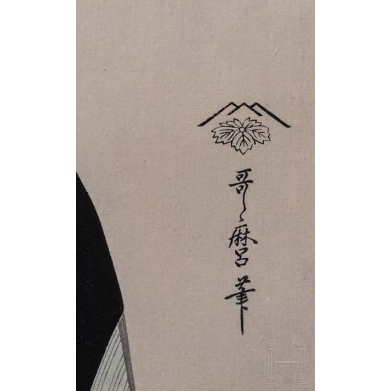 A Fukkoku reprint after the series Kasen Koi no Bu (歌撰恋之部) by Kitagawa Utamaro (喜多川 歌麿, 1753 - 1806)