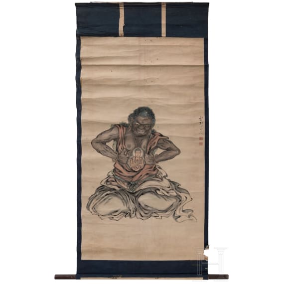 A Japanese scroll painting, 19th century