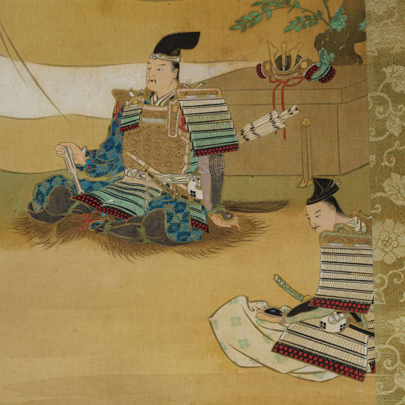 A Japanese scroll painting with a Daimyō, Taisho period, 1912 - 1926