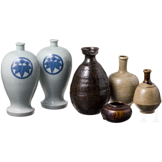 Six Japanese ceramic vessels, Meiji period