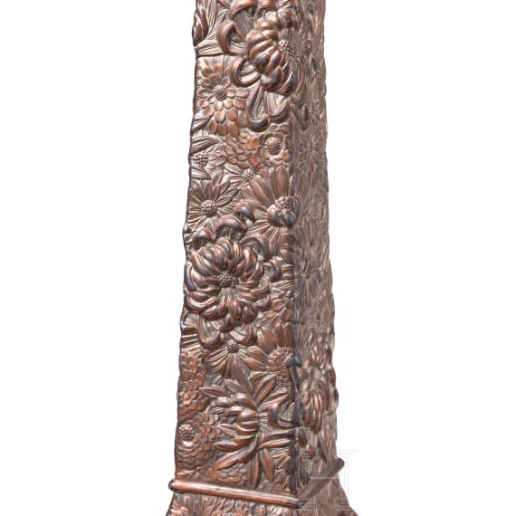Two Japanese candlesticks decorated with flowers, circa 1900