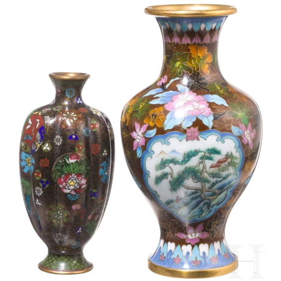 A pair of Japanese cloisonn&eacute; vases, 20th century