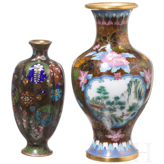 A pair of Japanese cloisonn&eacute; vases, 20th century