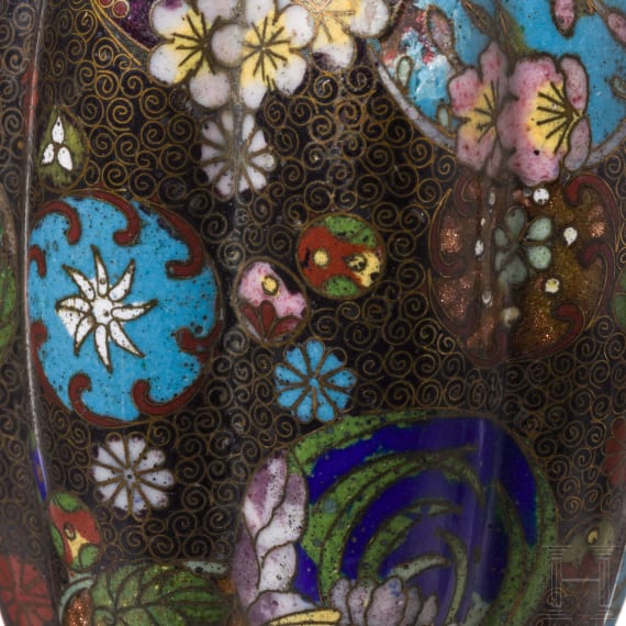 A pair of Japanese cloisonn&eacute; vases, 20th century