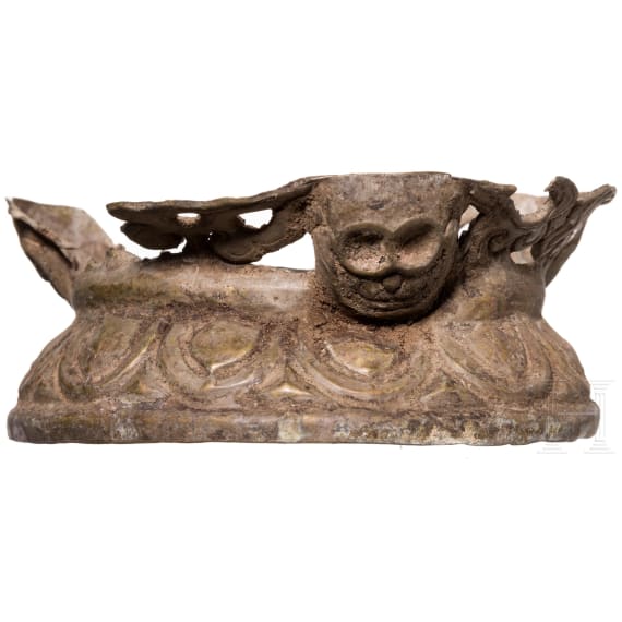 A Tibetan kapala skull bowl on metal stand, 19th century