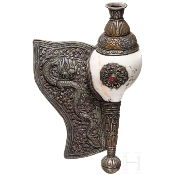 A Tibetan conch shell trumpet ("Dung Kar"), 19th century