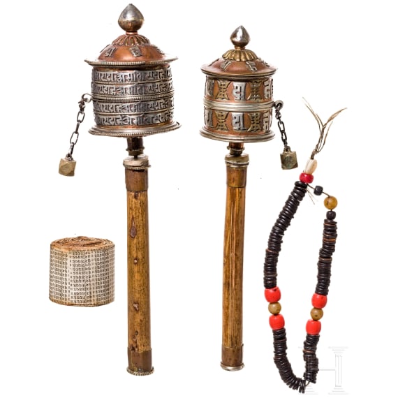 Two Tibetan prayer wheels, 19th/20th century