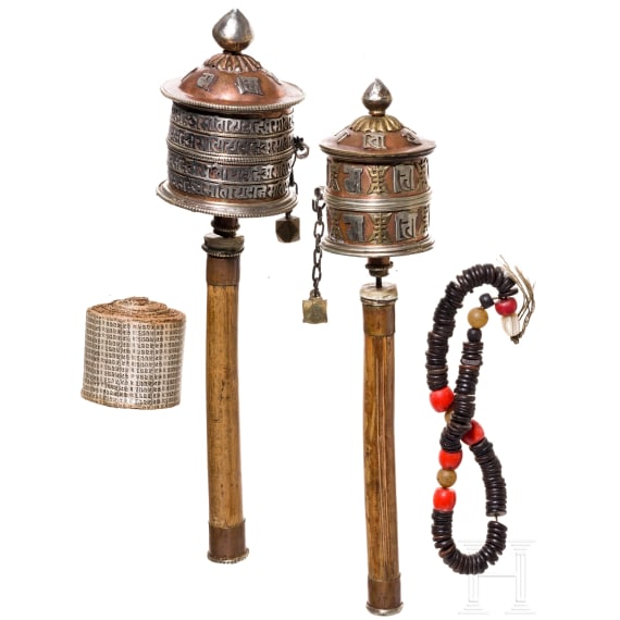 Two Tibetan prayer wheels, 19th/20th century