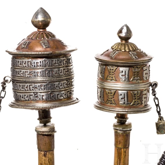 Two Tibetan prayer wheels, 19th/20th century