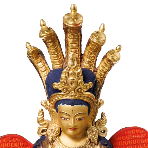 Two Nepalese bronze figures, Naga Kanya and Manjushri, 20th century