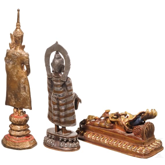 Three Thai/Nepalese bronze figures, 20th century