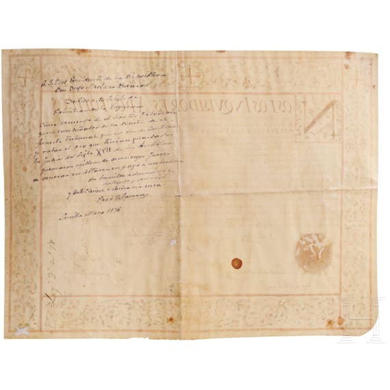 A certificate of the Spanish Inquisition of Cordoba and Jean appointing the layman Don Andres Fernandez de Cordaba y Cabrera as confidant, dated 18th November 1676