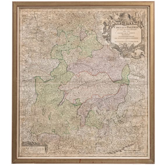 Two German maps of Bavaria and Lower Bavaria, Augsburg/N&uuml;rnberg, 1st half of the 18th century