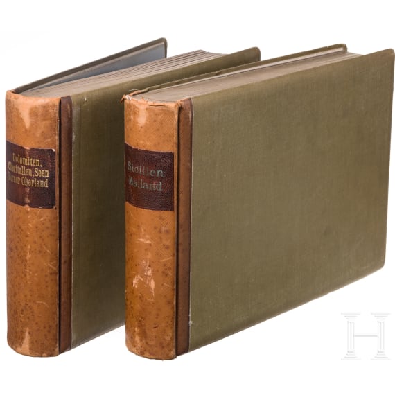 Two German hardcover travel albums showing Italian motives (amongst others), 1905-08