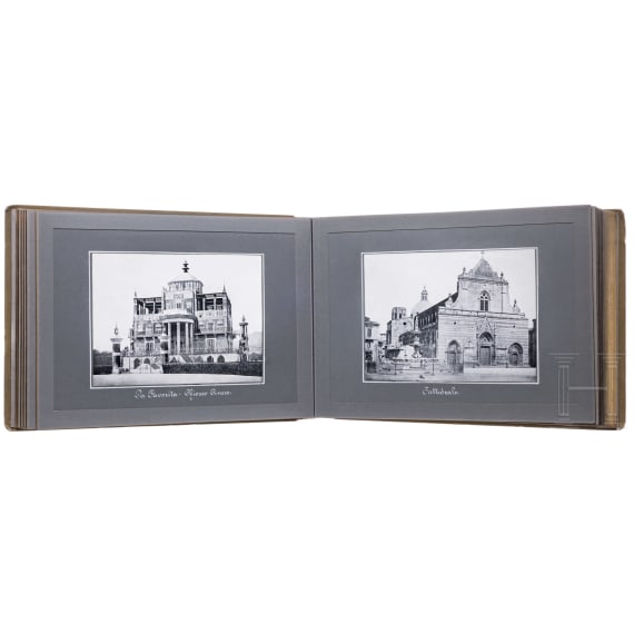 Two German hardcover travel albums showing Italian motives (amongst others), 1905-08