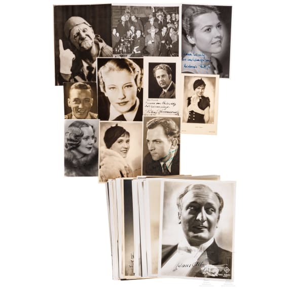39 photo cards signed by German actors like Hans Albers, Anny Ondra, Marika R&ouml;kk, Heli Finkenzeller, Lilan Harvey etc.
