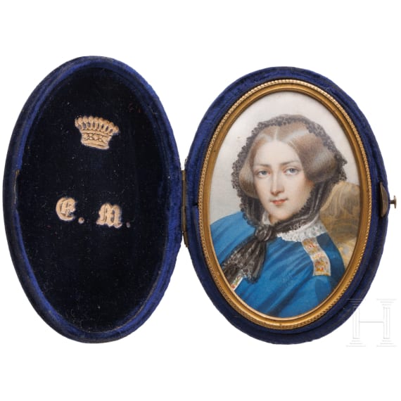 A portrait miniature of a young noble lady, probably French or Russian, circa 1850