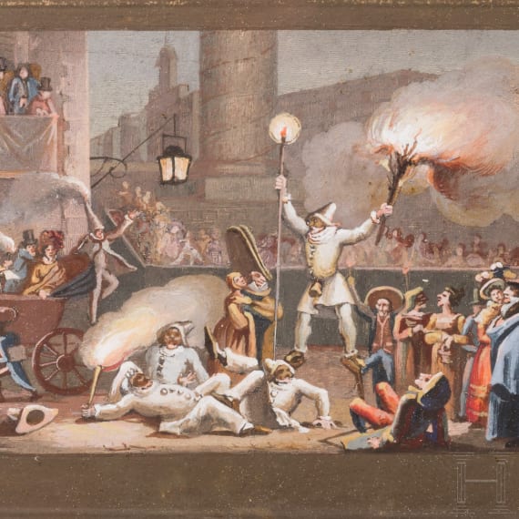 Carnevale di Roma in four etchings, probably Rome, 19th century