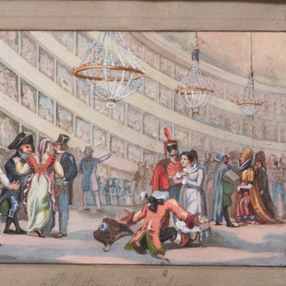 Carnevale di Roma in four etchings, probably Rome, 19th century