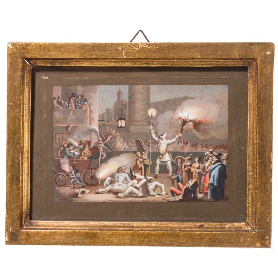 Carnevale di Roma in four etchings, probably Rome, 19th century