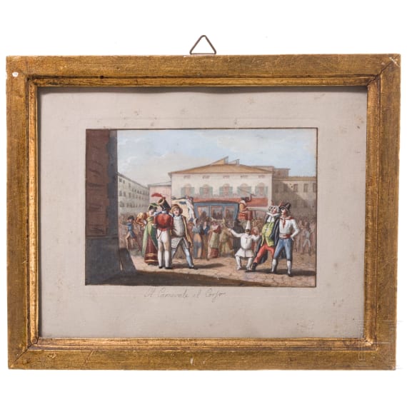 Carnevale di Roma in four etchings, probably Rome, 19th century