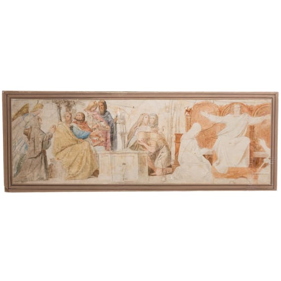 An Austrian sketch with enthroned Christ by Moritz von Schwind, 19th century