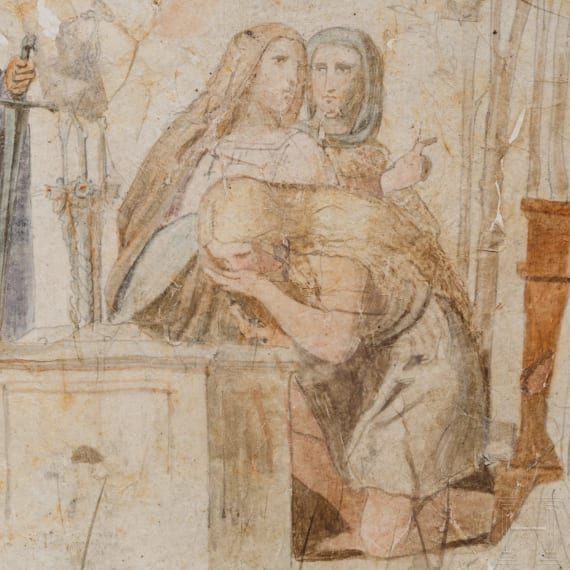 An Austrian sketch with enthroned Christ by Moritz von Schwind, 19th century