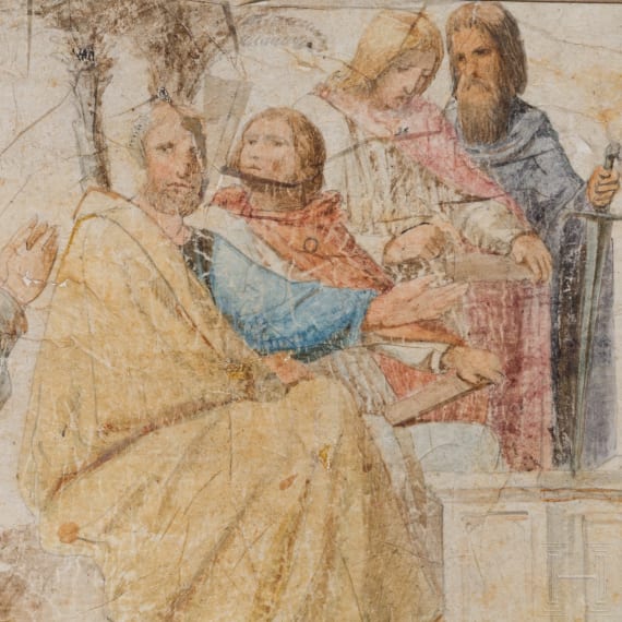 An Austrian sketch with enthroned Christ by Moritz von Schwind, 19th century